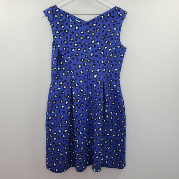 Kate Spade NY Dawson Cyber Cheetah Dress Blue V-Neck Printed - Picture 7 of 11